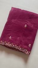Load and play video in Gallery viewer, New Chiffon Embroidery n Diamond Work Partywear Fancy Designer Saree With Blouse
