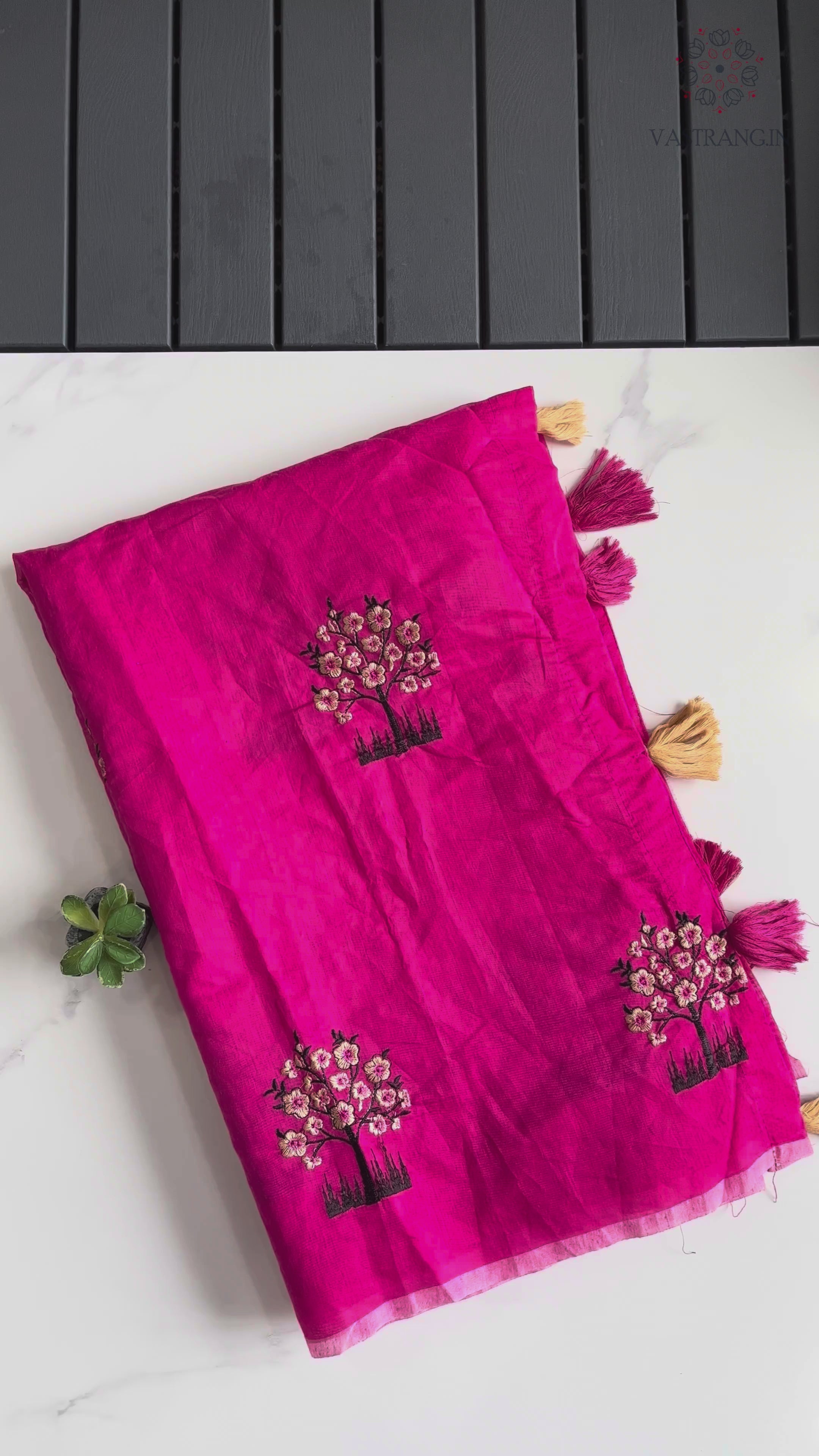 New Dalliance Chanderi Cotton Embroidery n Tussels Work Fancy Designer Function Wear Saree With Stitched Blouse