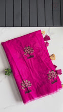 Load and play video in Gallery viewer, New Dalliance Chanderi Cotton Embroidery n Tussels Work Fancy Designer Function Wear Saree With Stitched Blouse
