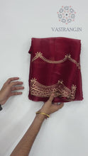 Load and play video in Gallery viewer, New Party Wear Jimmy Silk Embroidery Work Fancy Designer Saree With Blouse
