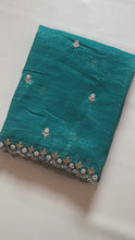 Load and play video in Gallery viewer, New Partywear Chiffon Embroidery n Diamond Work Partywear Fancy Designer Saree With Blouse
