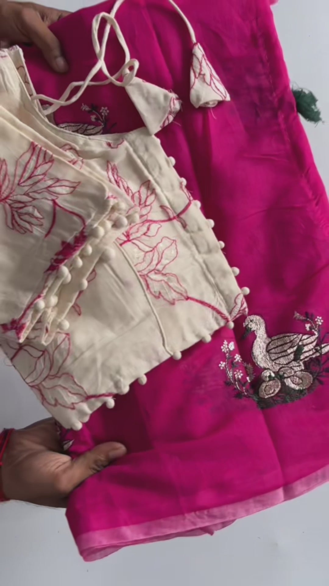 Elegant Chanderi Cotton Embroidery n Tussels Work Fancy Designer Function Wear Saree With Stitched Blouse