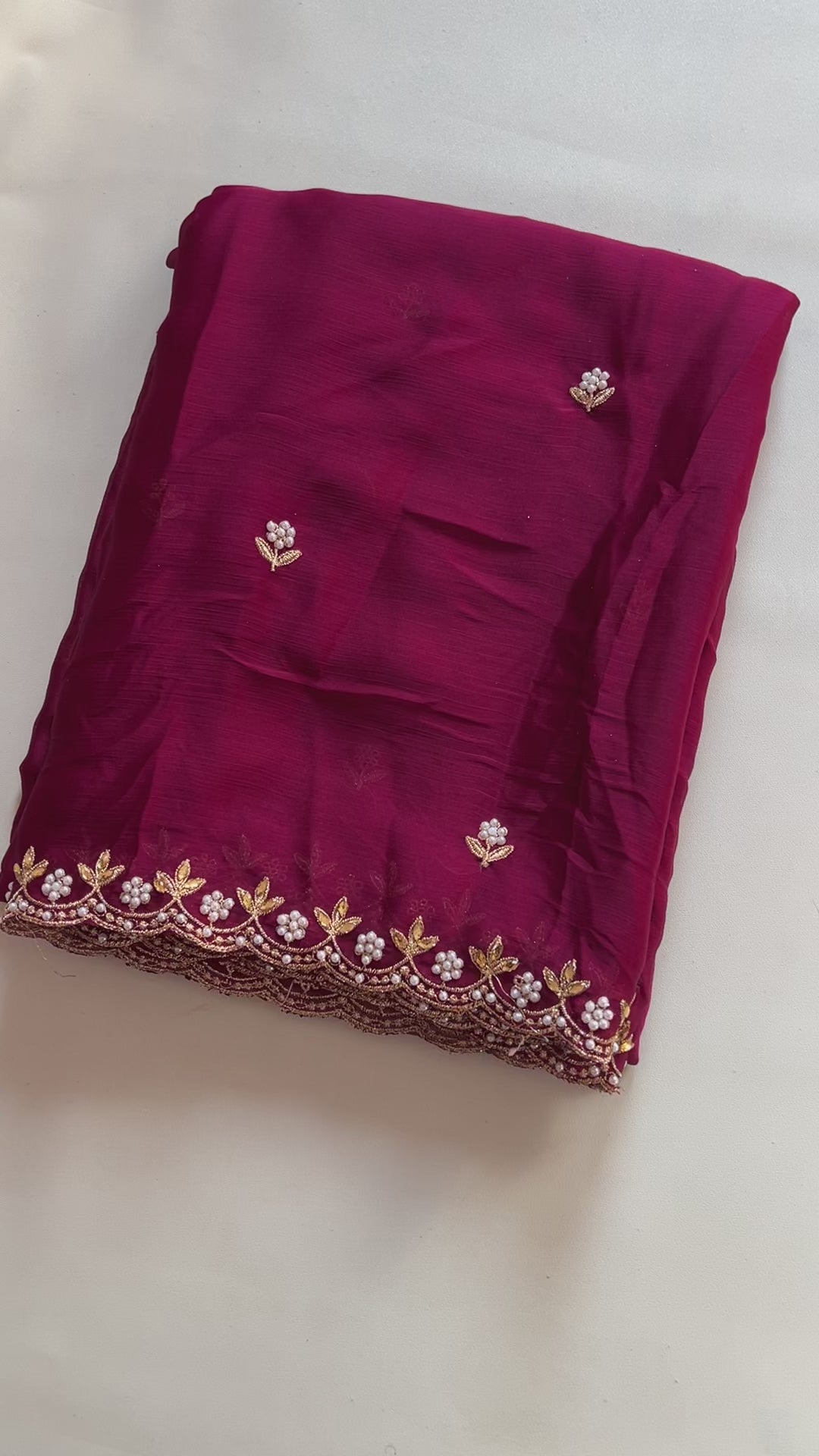 New Partywear Satin Chiffon Embroidery n Diamond Work Fancy Designer Saree With Blouse