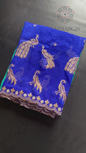 Load and play video in Gallery viewer, Prettiest Double Shaded Crunchy Chiffon Crush Silk Embroidery Work Partywear Fancy Designer Saree For Wedding
