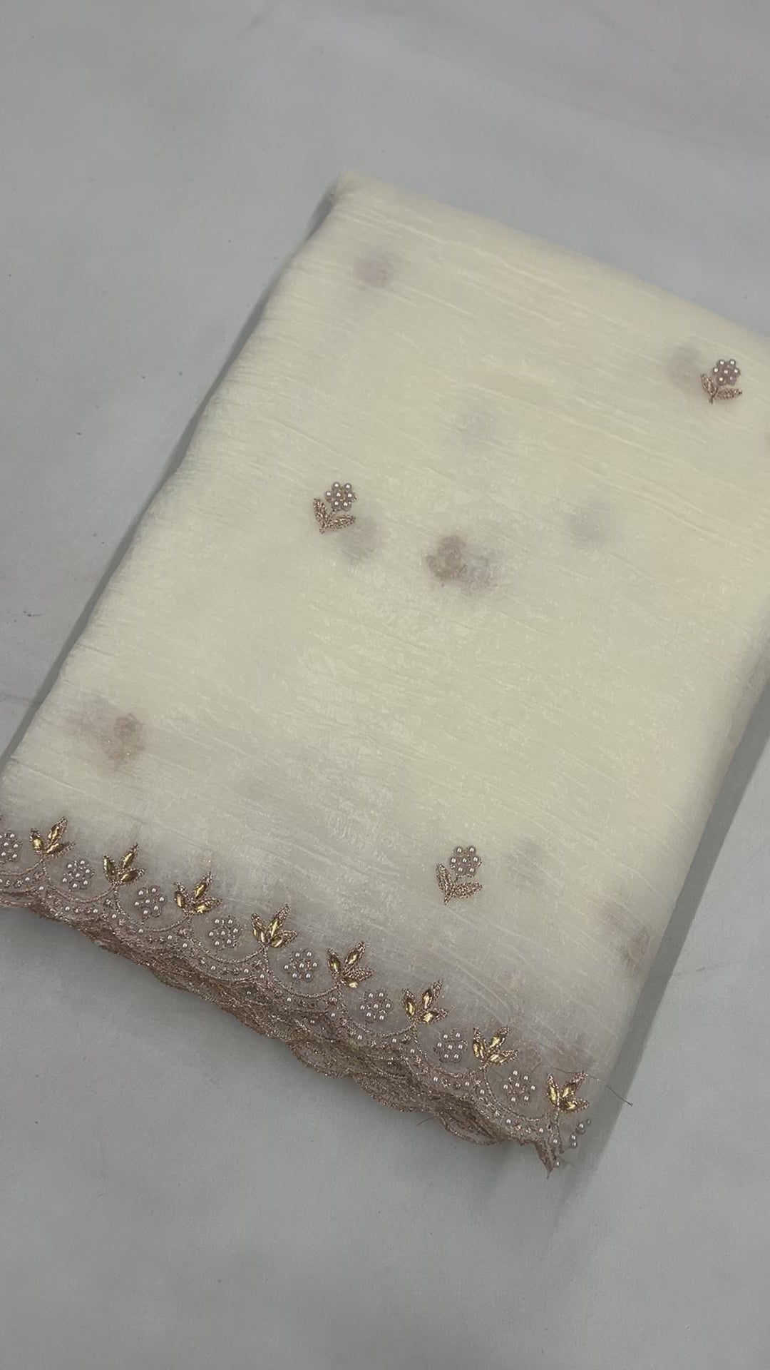 New Partywear Satin Chiffon Embroidery n Diamond Work Fancy Designer Saree With Blouse