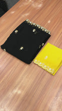 Load and play video in Gallery viewer, New Partywear Soft Georgette Embroidery n Cutwork Fancy Designer Saree With Blouse
