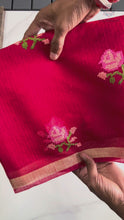 Load and play video in Gallery viewer, New Wedding Wear Pure Kota Doriya with embroidery work flower on all over the saree with Unstitched Blouse Piece

