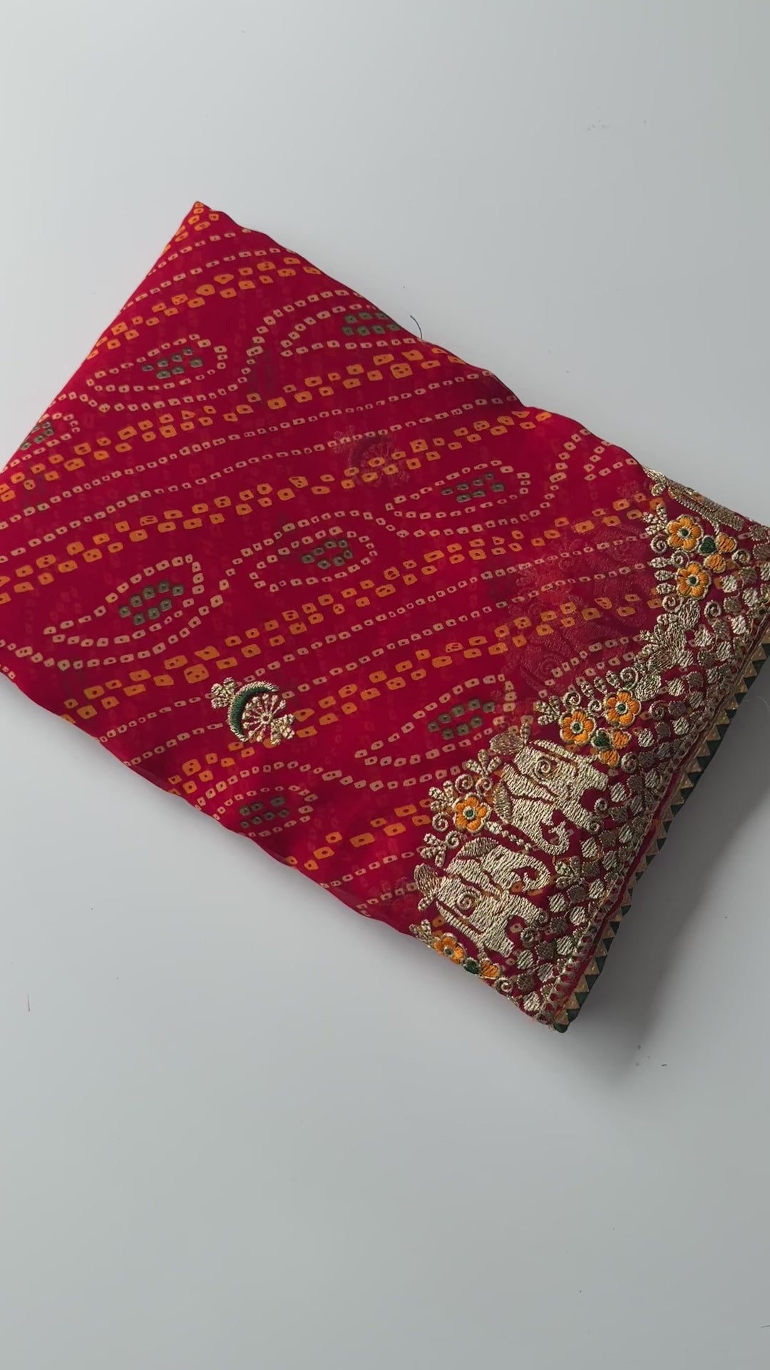 New Festive Wear Georgette Bandhani Print With Embroidery Work Fancy Designer Saree