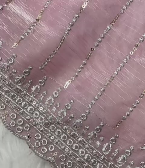 New Partywear Fancy Designer Silk Fabric With Beautiful Embroidered n Sequence Work Saree With Blouse
