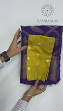 Load and play video in Gallery viewer, New Blue Color Mysore Silk Jacquard Weaving With Jhalar Work Fancy Designer Festive Wear Saree With Blouse
