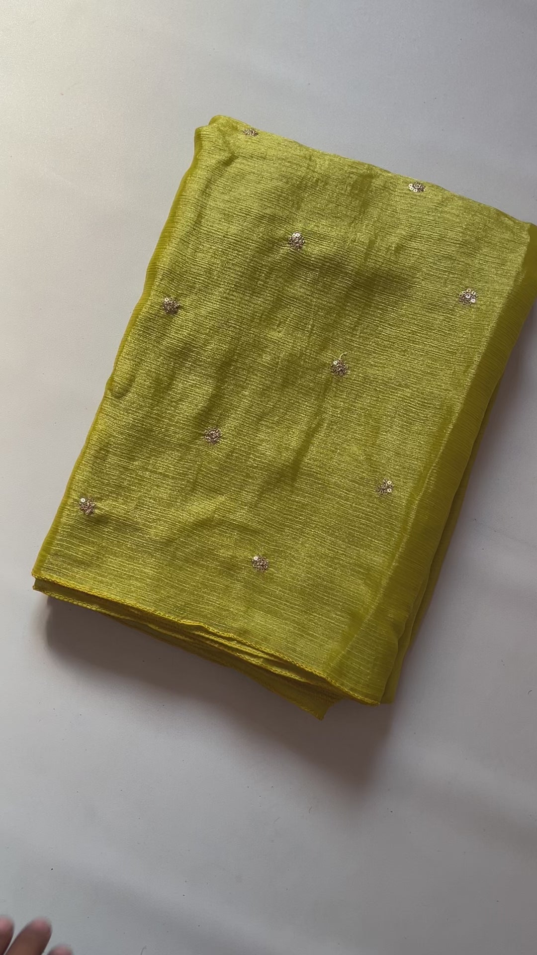 Fancy Partywear Mustard Color Chiffon Sequence Butti Work Designer Saree With Blouse