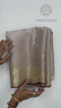 Load and play video in Gallery viewer, New Partywear Wear Zimmy Choo Silk Embroidery n Sequence Work Fancy Designer Saree With Unstitched Blouse
