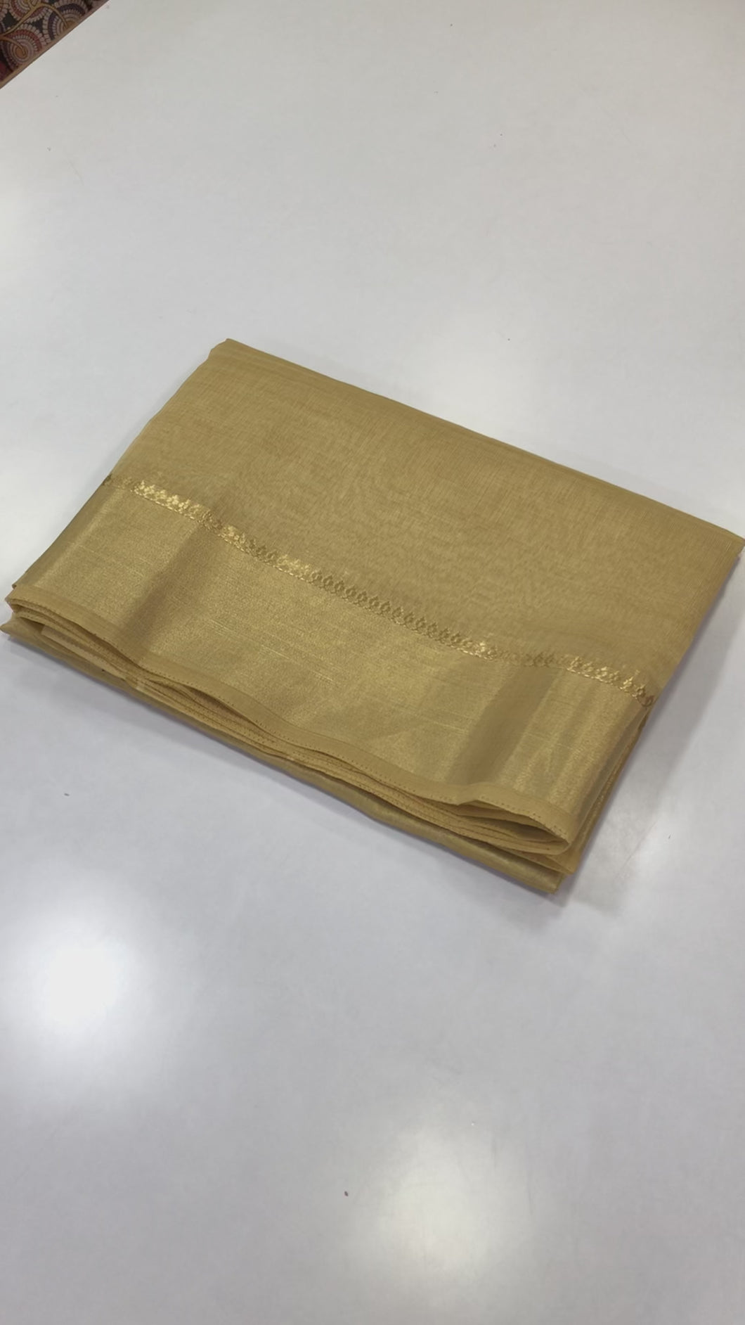 New Gold Color Tissue Silk Zari Weaving n Tussels Work Chit Pallu Fancy Wedding Wear Saree
