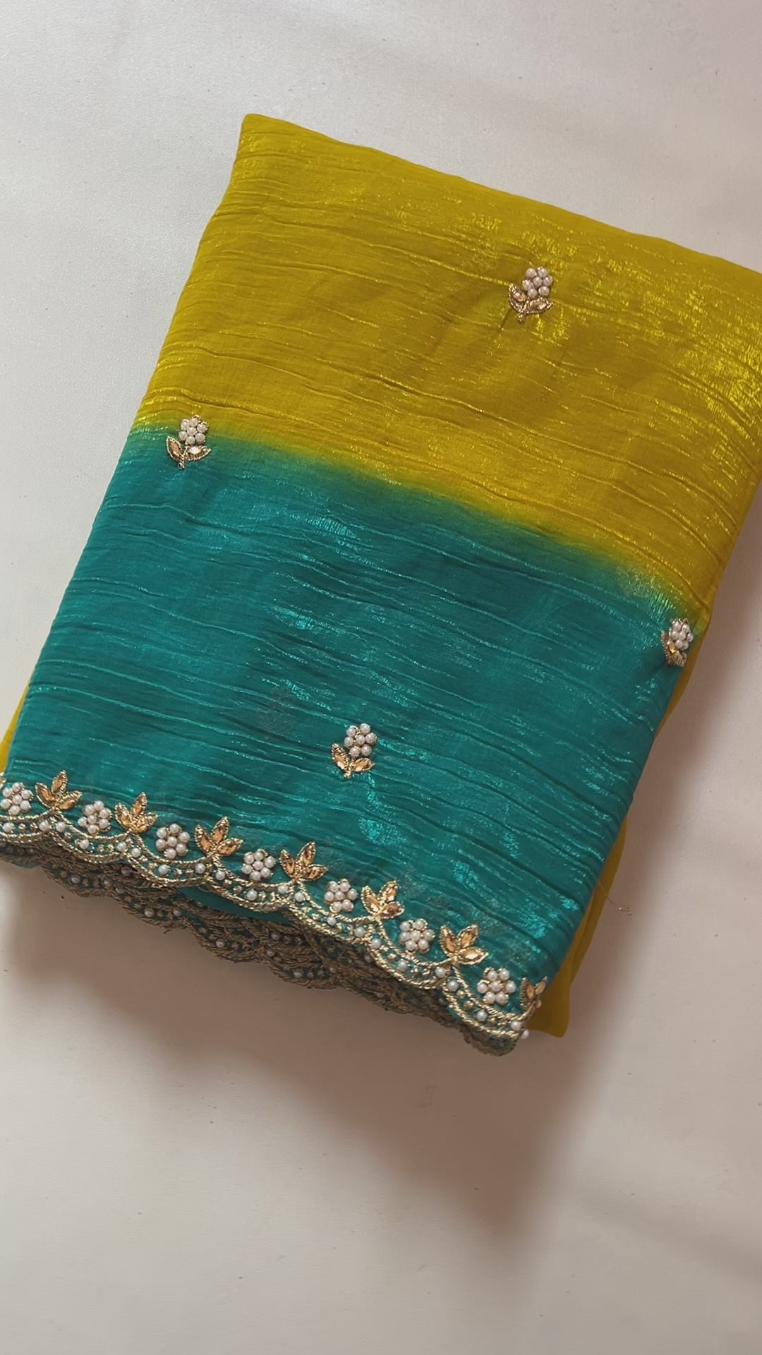 New Partywear Satin Chiffon Embroidery n Diamond Work Fancy Designer Saree With Blouse