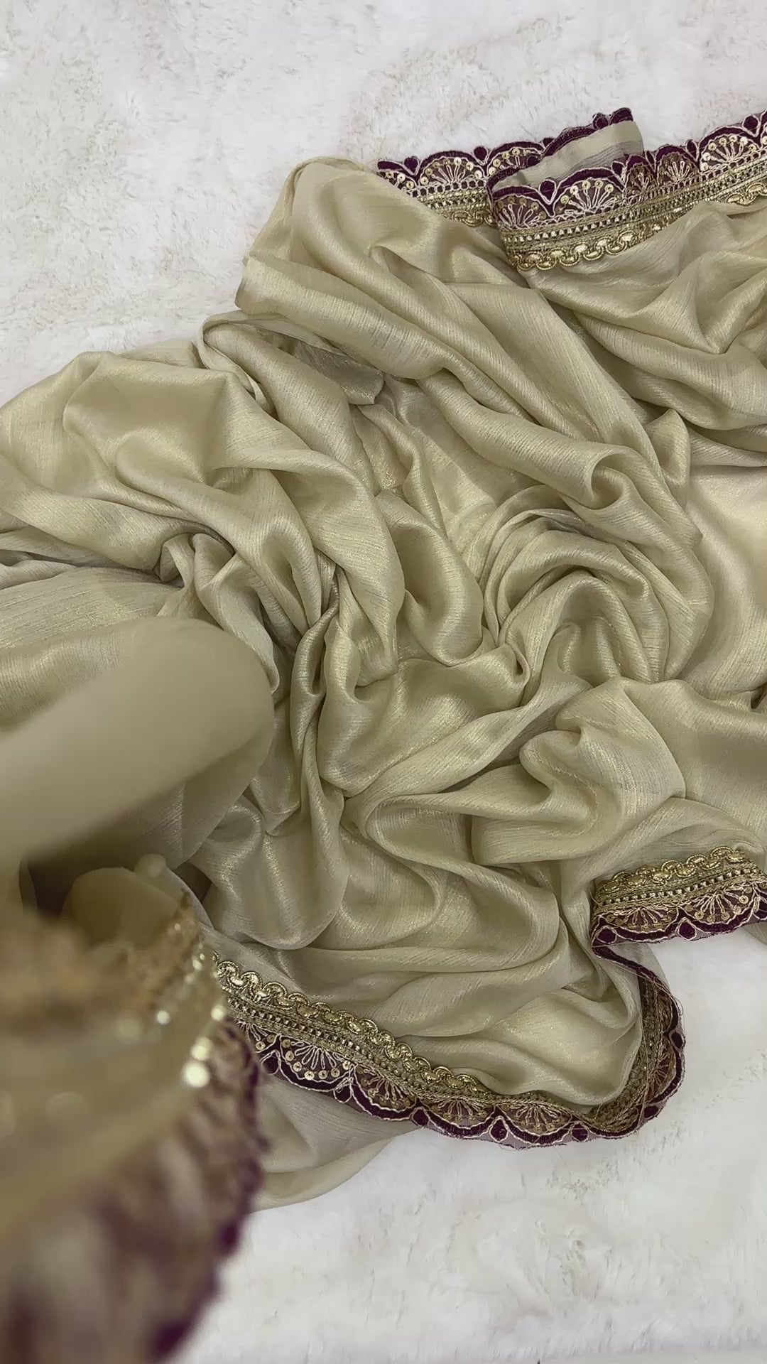 New Golden Color Sequence Lace Cut Work Fancy Designer Partywear Saree Design With Blouse Piece