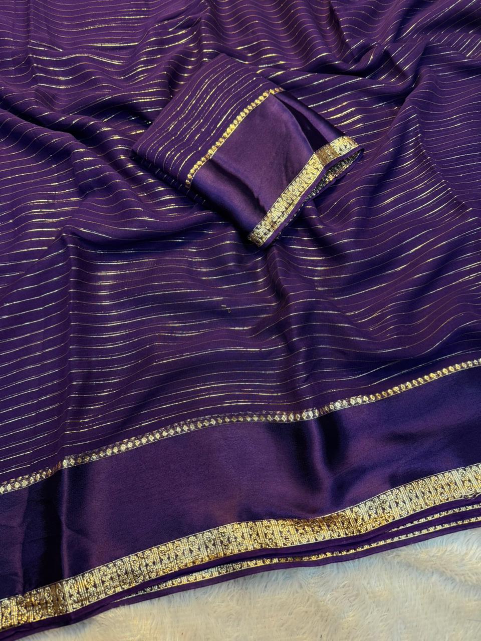 Charming Function Wear Pure Viscose Georgette Fabric With Satin Border Work Saree With Blissful Blouse Piece