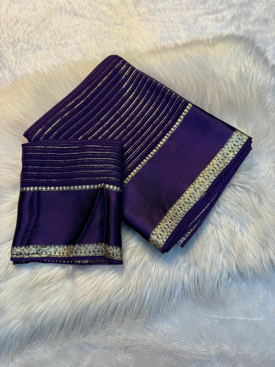 Charming Function Wear Pure Viscose Georgette Fabric With Satin Border Work Saree With Blissful Blouse Piece