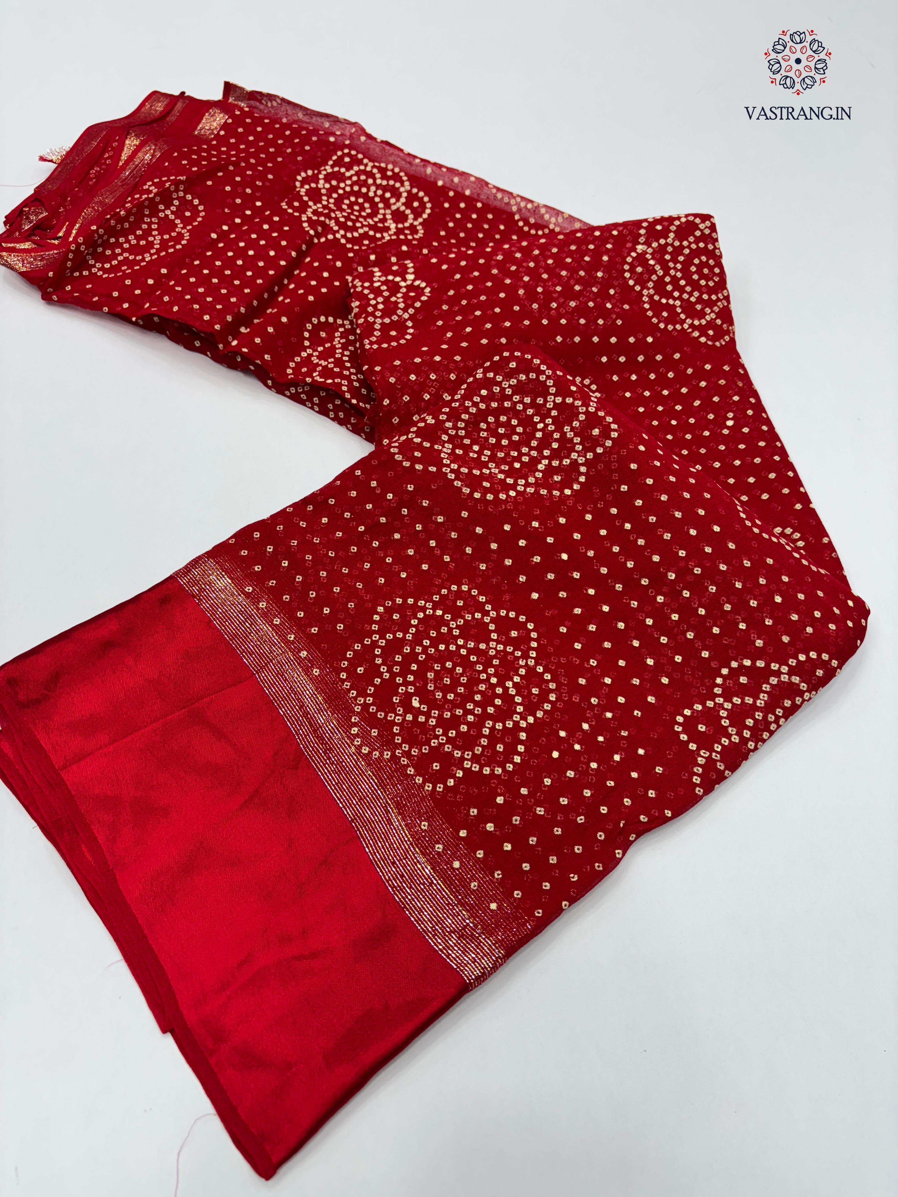 New Festive Wear Pure Viscose Georgette Jacquard Weaving Work With Bandhani Print Fancy Designer Saree