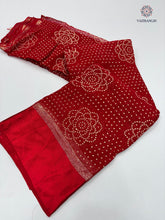 Load image into Gallery viewer, New Festive Wear Pure Viscose Georgette Jacquard Weaving Work With Bandhani Print Fancy Designer Saree
