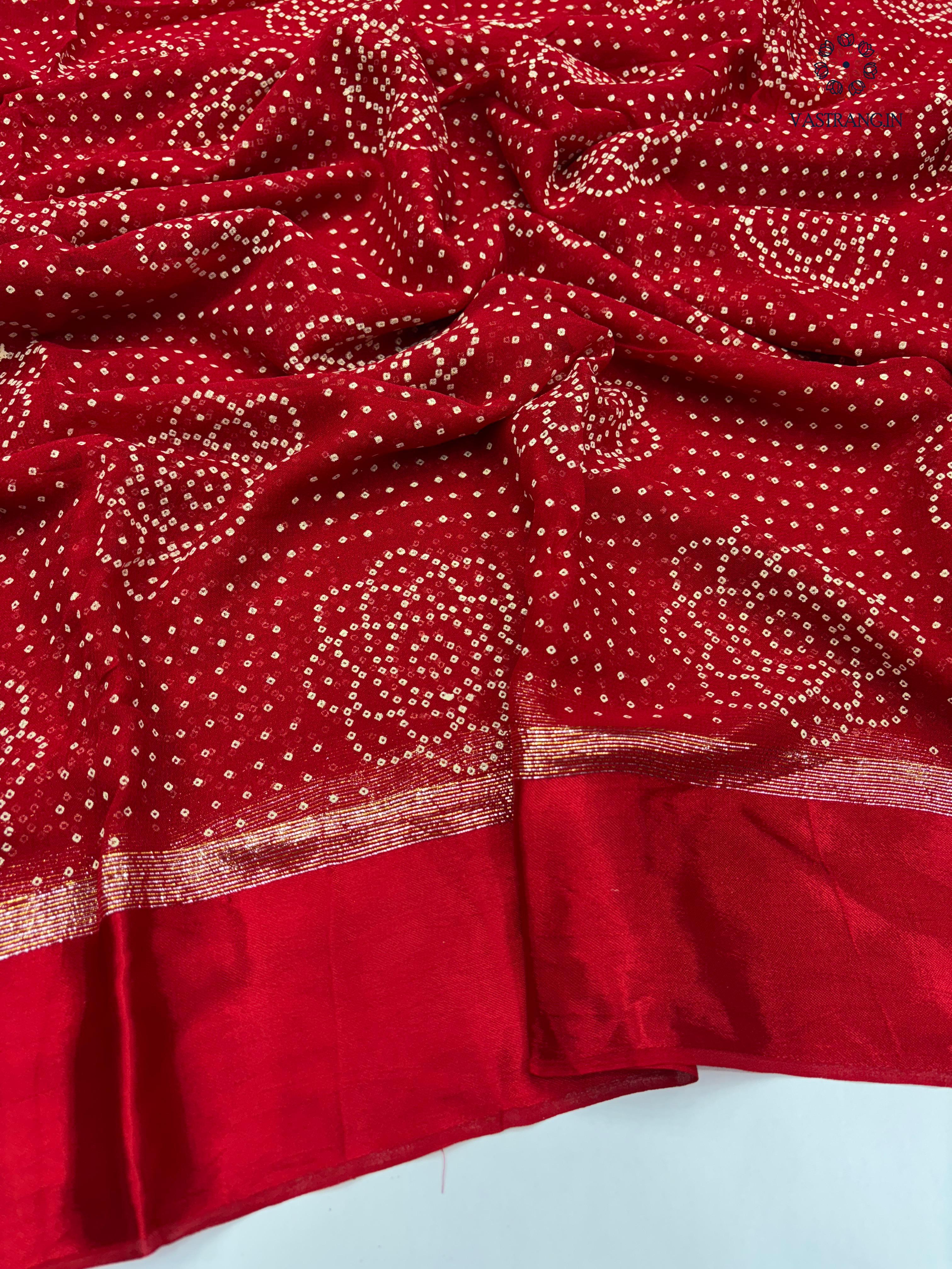 New Festive Wear Pure Viscose Georgette Jacquard Weaving Work With Bandhani Print Fancy Designer Saree
