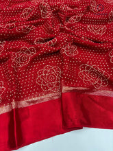 Load image into Gallery viewer, New Festive Wear Pure Viscose Georgette Jacquard Weaving Work With Bandhani Print Fancy Designer Saree
