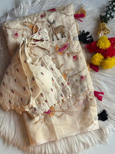 Load image into Gallery viewer, Marvellous Fucntion Wear Chanderi Cotton Heavy Embroidery n Tussels Work Fancy Designer Saree With Stitched Blouse
