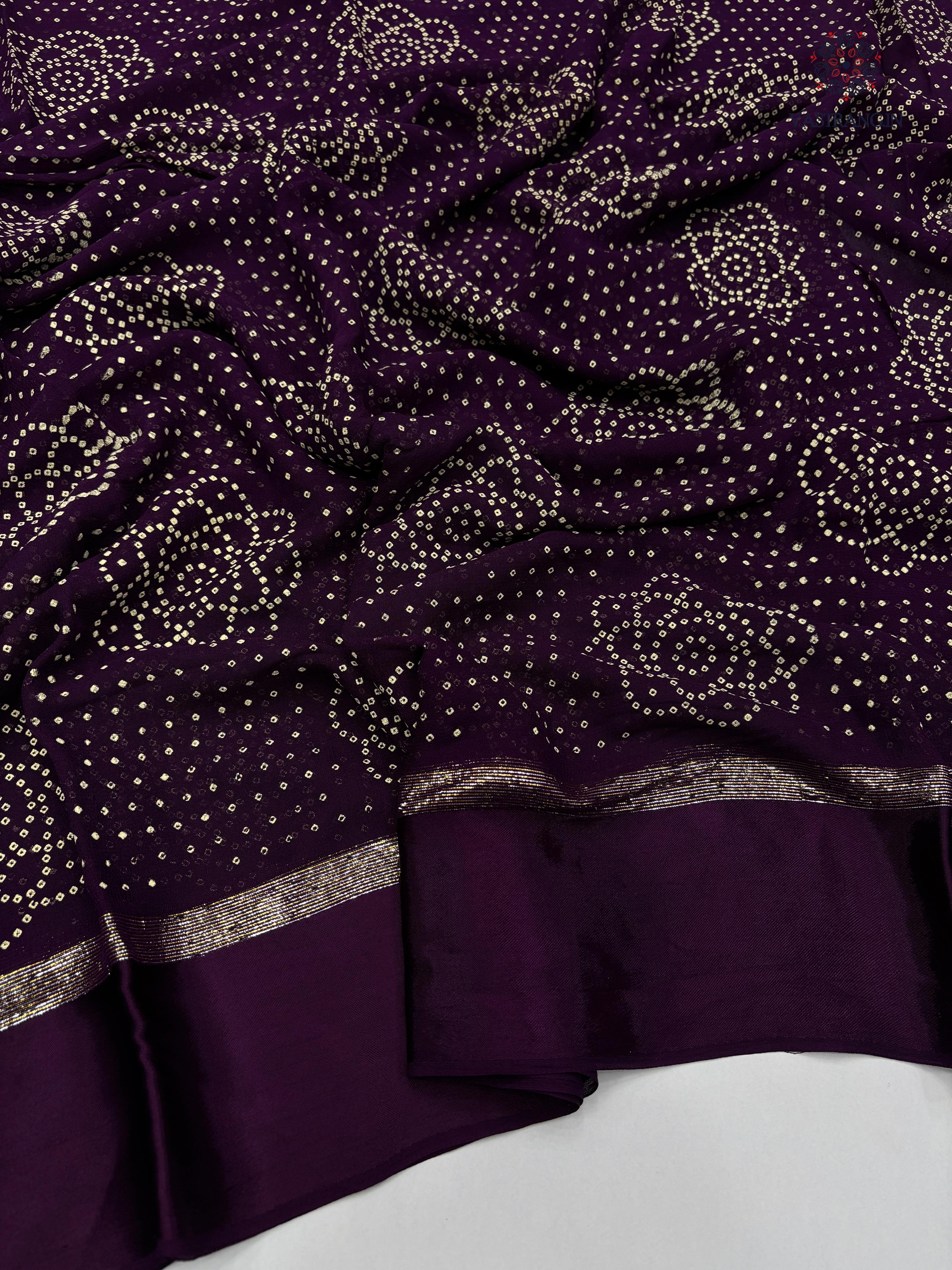 New Festive Wear Pure Viscose Georgette Jacquard Weaving Work With Bandhani Print Fancy Designer Saree