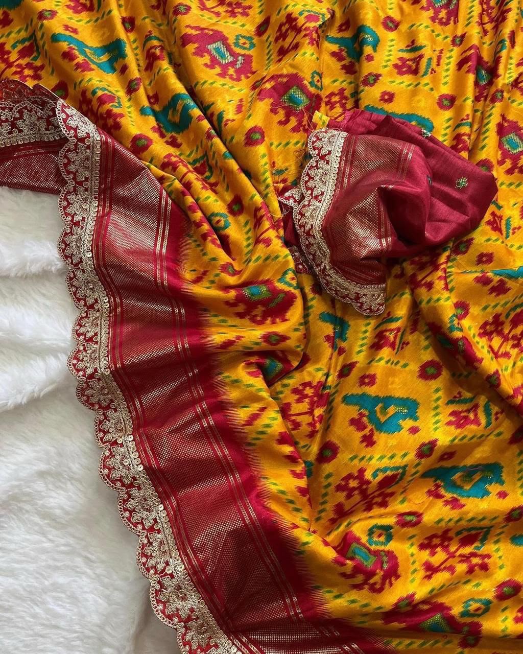 Desiring Festive Wear Pure Soft Silk Jacquard Work Lace Border Fancy Designer Saree With Blouse Piece