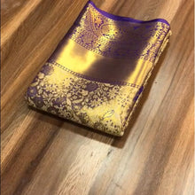 Load image into Gallery viewer, Wedding Wear Purple Color Kanjiviram Silk Pure Zari Weaving with Beautiful Meena Weaving Saree
