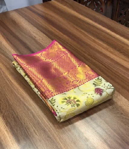 Wedding Wear Multi Color Kanjivaram Silk Pure Zari Weaving with Beautiful Meena Weaving Saree