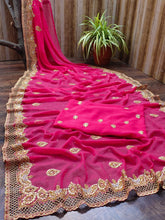 Load image into Gallery viewer, New Party Wear Georgette Zari Embroidery Diamond Work Style Saree Design
