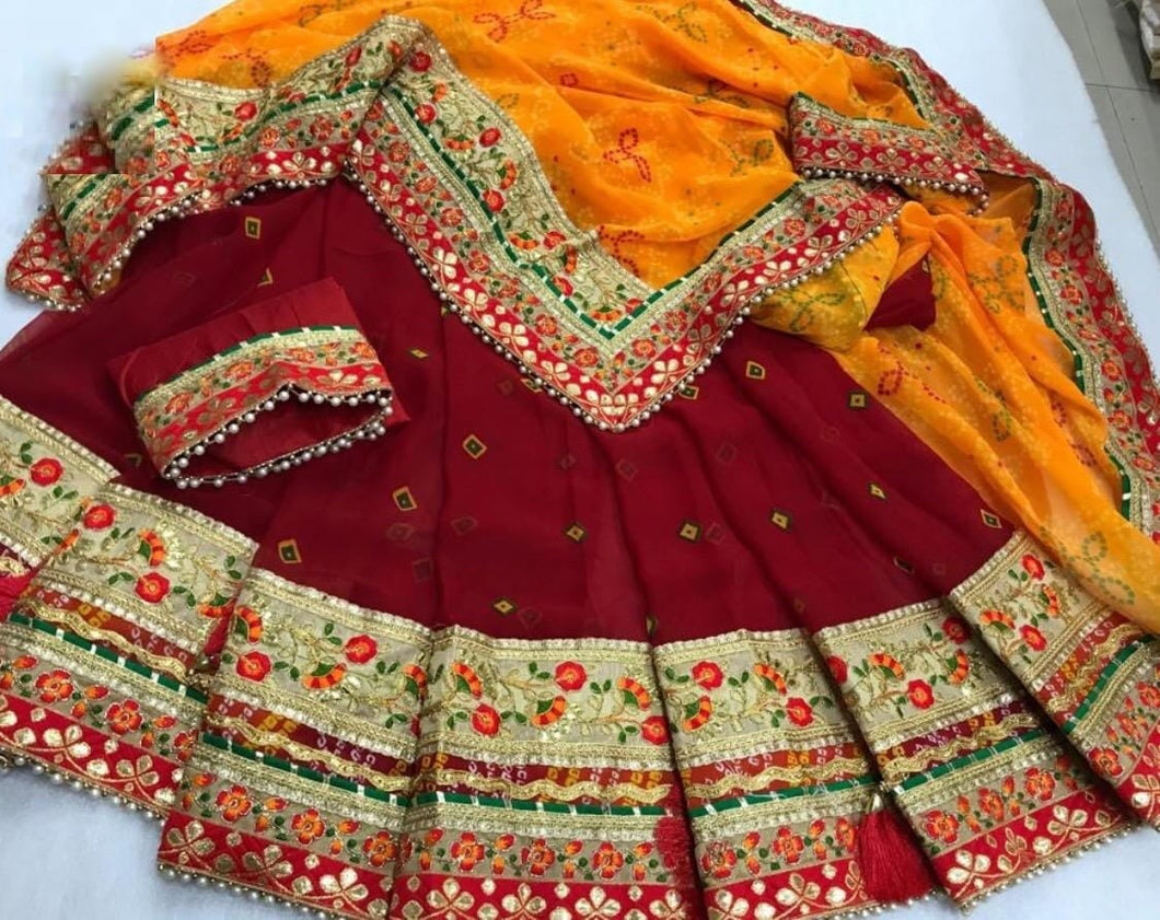Buy Wedding Wear Orange Color Georgette Embroidery Gota Patti Work Fancy Saree