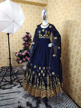 Load image into Gallery viewer, Trendy Party Wear Fancy Embroidery Diamond Jacquard Work Faux Georgette Gown Collection
