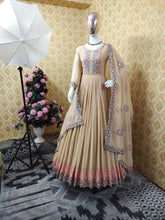 Load image into Gallery viewer, Stylish Viscose Faux Georgette Wedding Wear Fancy Embroidery Work Gown Design
