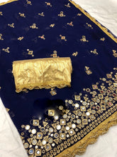 Load image into Gallery viewer, Fancy Marble Silk Zari Embroidery Heavy Mirror Work Party Wear Designer Saree
