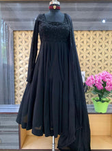 Load image into Gallery viewer, Modern Black Color Georgette Heavy Hand Work Designer Gown For Wedding
