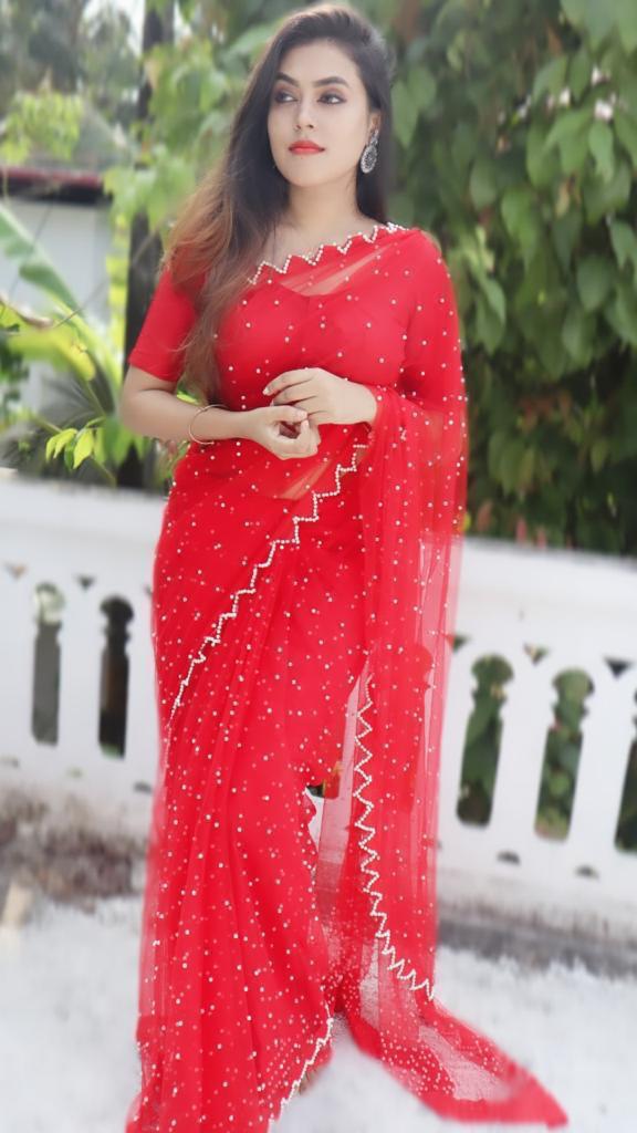 Buy Red Color Heavy Net Fancy Pal Work Wedding Wear Bridal Saree