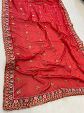 Load image into Gallery viewer, Buy Red Color Wedding Wear Zari Embroidery Sequence Cut Work Rangoli Silk Saree With Blouse Design
